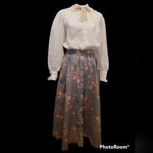 Lauren Ralph Lauren Womens Gray Floral Print Maxi Skirt Size 8